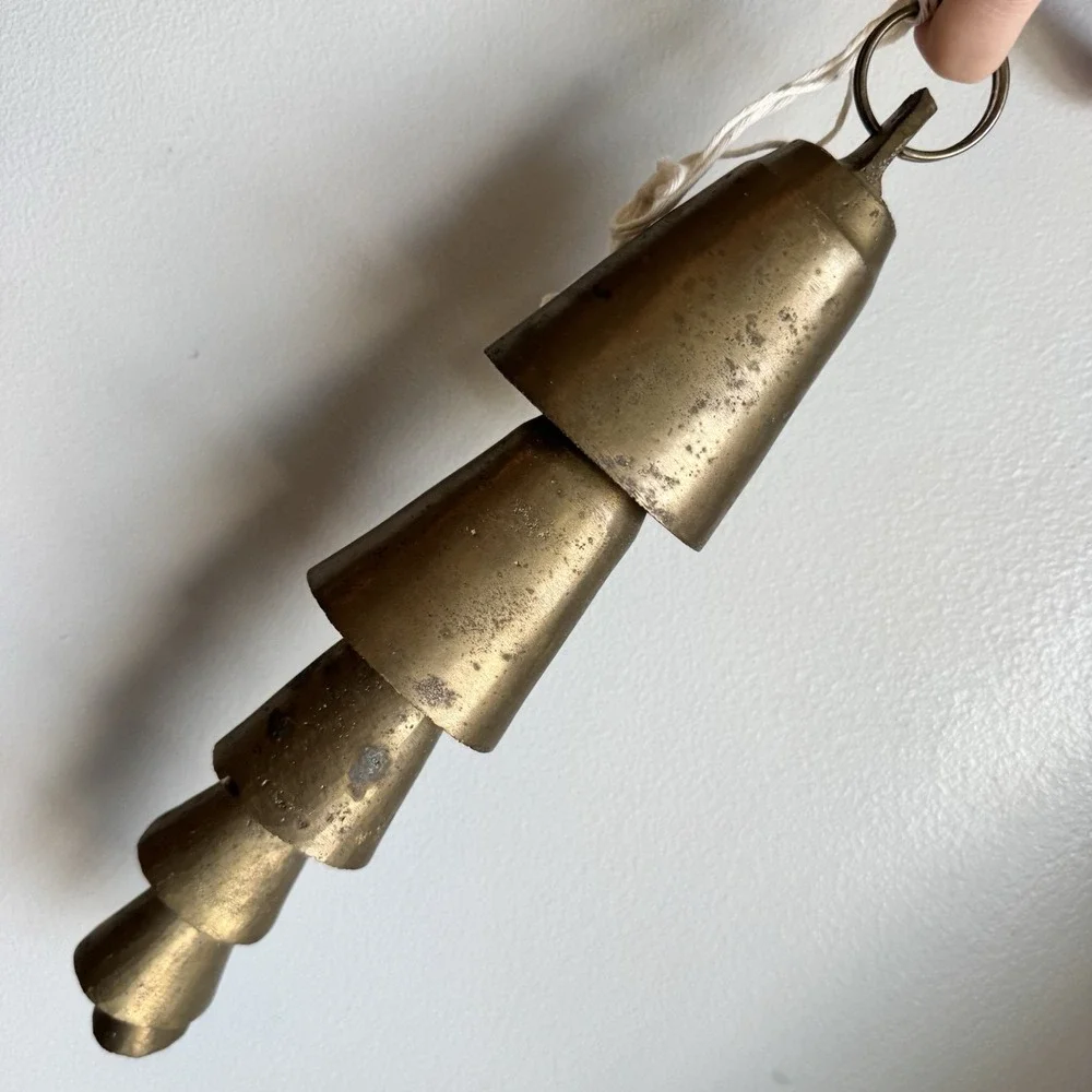VTG Antique Brass Camel Bells Hanging Chime Graduated in Size Holiday Home Decor